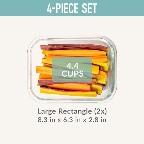Image of Bentgo Glass Leak-Proof Food Storage Set, 4 Piece, Airtight Lids, BPA-Free