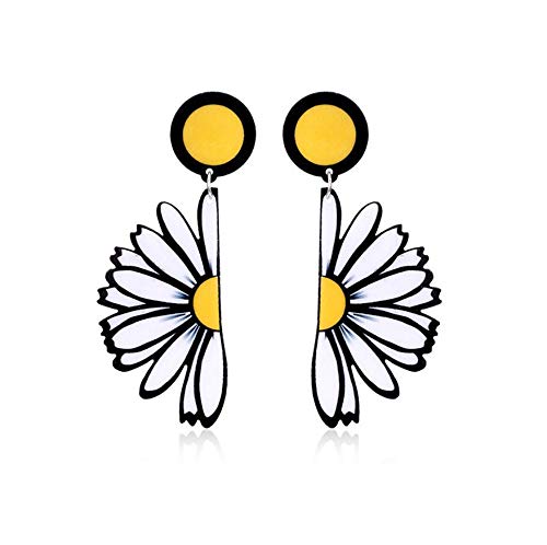 90s Pressed Weird Daisy Earrings for Women, Big Fun Daisy Flower Acrylic Earrings Jewelry