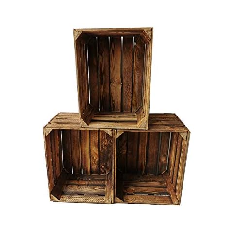 Cajas de madera flameadas en juego de 3 unidades Cover