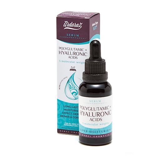 Ardaraz Serum facial Antiarrugas con ácido Hialurónico Puro y Poliglutámico. Serum Hidratante Facial para más volumen y elasticidad. Serum Antiarrugas 30 ml