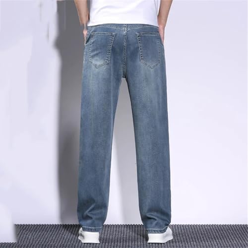Men's Mid-Rise Jeans, Summer Thin Straight Pants, Multi-Pocket Business Casual Pants2