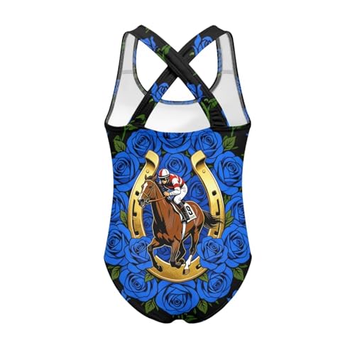 Image of WELLFLYHOM Girls Bathing Suits One Piece 5-14 Kids Full Coverage Swimsuits Cross Back Summer Swimwear for Beach Holiday