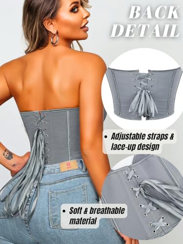 Image of ChiaoLezhee Heart Corset Top For Women, Sexy Concert Outfits Going Out, Strapless Crop Top, Overbust Bustier