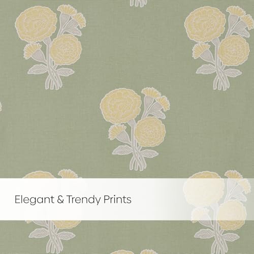 Image of haus & kinder Digital Printed Cotton Window Curtains 5 Feet Long Pack of 2 Window Curtains, 5 Feet Curtains for Window (Soleil Botanique, Sage 130x152 CM)