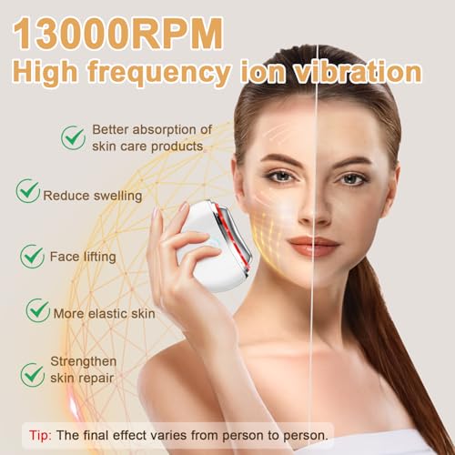 Mucek EMS Gua Sha, Gesichtsmassagegerät mit 4 Modi, Gua Sha Elektrisch mit Vibration & Wärme, EMS Gerät Gesicht mit LED Rotlicht Blau Violett Buntfarbigslicht Anti-Aging