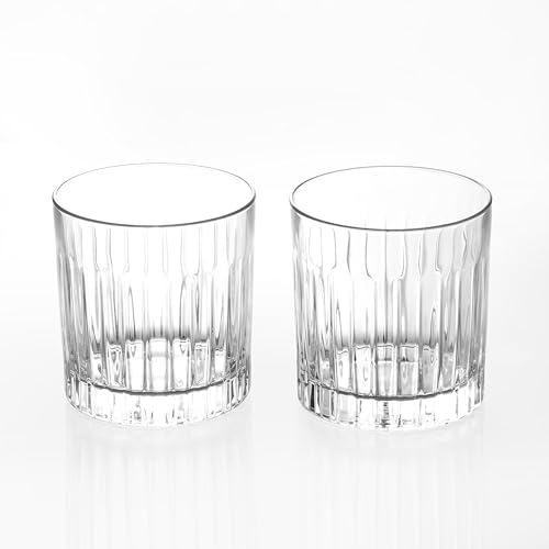 Image of Whiskey Glass Set of 2, 360 ml Crystal Clear Heavy Base Tumblers for Scotch, Bourbon, Cocktails & Old Fashioned Drinks - Premium Bar Glasses for Home & Gifting