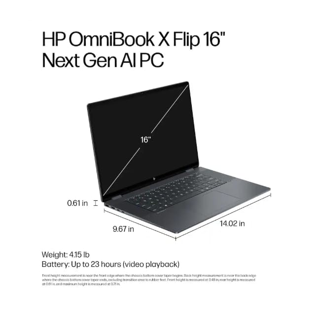 Image of HP OmniBook X Flip 2-in-1 Laptop (Next Gen Envy x360), 16 inch FHD+ Touchscreen AI Business Laptop, 16GB DDR5 RAM 1TB SSD, Intel Core Ultra 7 256V, Windows 11 Pro, Backlit KB, PLUSERA Earphones, Gray
