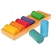 Grimm's Large Shapes & Colors Building Set, Part 1 - Colorful Wooden Blocks in 5 Geometric Forms with Storage Trays (4x4 Size)