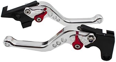 Miniatura 10 de FXCNC - Palancas de embrague de freno para carreras, ajustables, cortas y de aluminio, Palanca plateada con regulador negro.