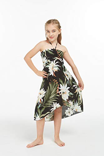 Image of Family Matching Hawaiian Clothes, Wispy Cereus Black | Lightweight 100% rayon • Family matching outfits • Tropical floral print • Beach vacations • Luaus • Cruises • Family photos