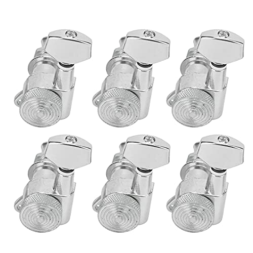 6Pcs Locking Guitar St Tuning Peg Set - Premium Metal Electric Ed Tuners for Acoustic and Electric Gui Silver (Six left button set)