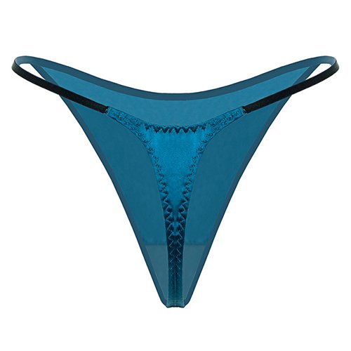 Silriver -- Womens Silk Spandex G-String Thong Panty, Sexy T-Back Underwear With Soft Satin(Large,Turkish Blue) #TOP2