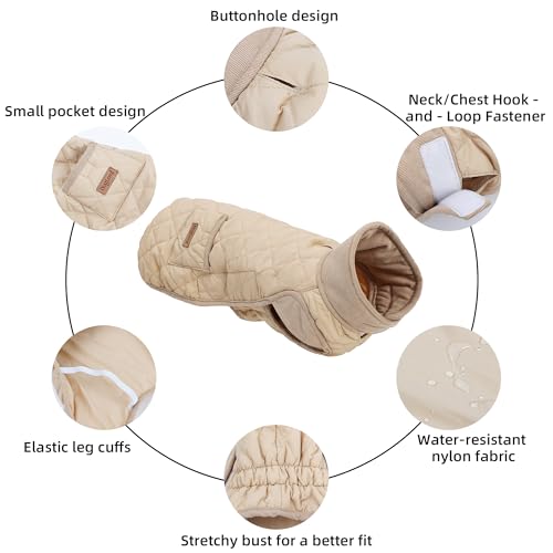 Duuclume Langkörper Dackel-Hundemantel, warm, winddicht, wasserdicht, Haustier-Overall für draußen, verstellbare Hundeweste mit Tasche und Loch für die Leine (Blau, S)
