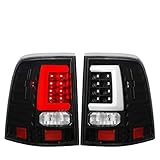 Rear LED Tail Lights Assembly Black Housing Clear Len White Tube Bar Compatible/Replacement For 2002-2005 Ford Explorer