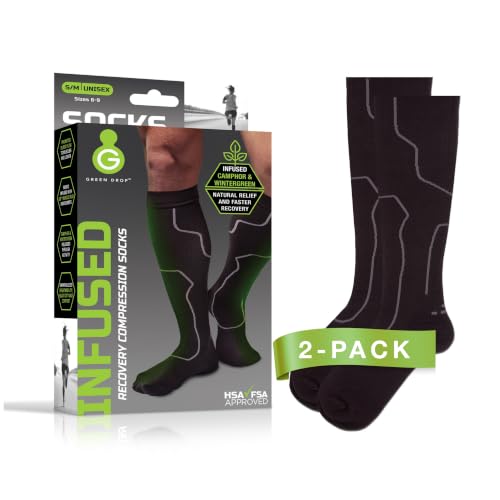 Image of Green Drop 2 Pair Herb-Infused Compression Socks for Men & Women Support