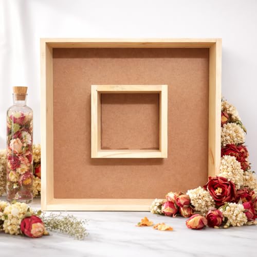 Image of Varmala Preservation Frame with Photo Compartment | Wedding Garland Keepsake Frame | Leakproof Resin Art Display | Premium Quality Gift for Couples & Anniversary (Square, Pinewood, 12x12 Inch)