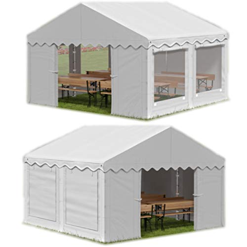 Das Company Partyzelt 3x4m Lagerzelt Universalzelt Pavillon mit Moskitonetz Zelt weiß Pavillon Zelt 240g/m² PE Plane wasserdicht Gartenzelt Summer IPEM - Faltpavillon - Gartenpavillon - Pavillon
