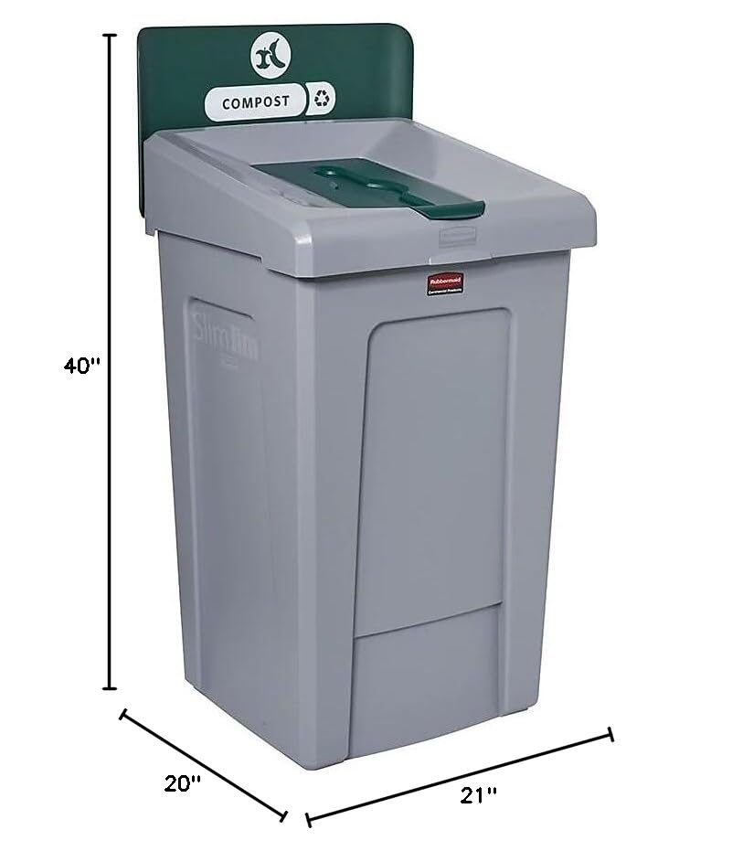 Image of Rubbermaid Commercial Products SLIM JIM Recycling Station 1-Stream Compost Bin /Can /Kit /Station, 33 GAL, for Kitchens /Classrooms /Offices /Back of House /Higher Education /Commercial Facilities