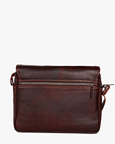 Image of Mario-Genuine Leather Laptop Messenger Bag (Dark Brown) - by Tortoise