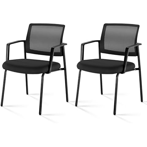 Warmiehomy Reception Chair Set of 2 Mesh Back Waiting Room Chairs Stacking Office Chair No Wheels for Reception Meeting Conference and Waiting Room Lobby Home Office 2PACK Black Cover