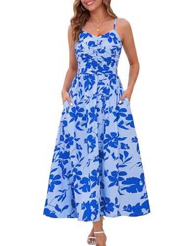 Annebouti Summer Spring Maxi Sundresses for Women 2026 Casual Boho Sleeveless Open Back Floral...