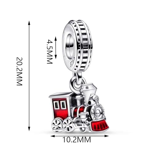 Red Train Dangle Charm Fit Women Bracelet Necklaces Fashion Gifts 925 Sterling Silver DIY Jewelry3