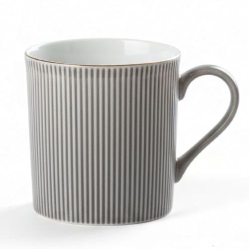 Image of Clay Craft Premium Fine Ceramic Coffee & Tea Mug Set with Elegant Gold Line Rim| Modern Ribbed Grey Finish| Durable Build| Stylish Design for Home| Office & Gifting (240 Ml)