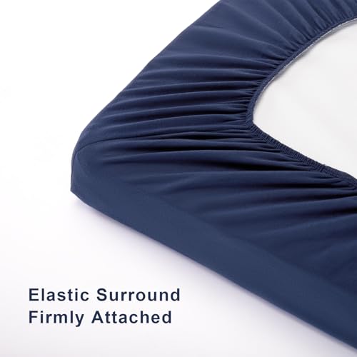 Image of Changing Pad Cover Set in Soft Jersey Material - Fits 32 inch /34''x16 Contoured Pad for Babies, Navy Blue & Lt Gray