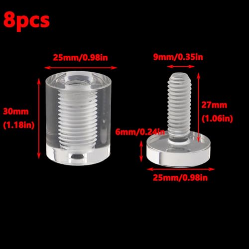 Image of Antrader Clear Standoffs,Standoff Screws,25 x 30mm,8Pcs | Acrylic Sign Standoff Screws for Hanging Acrylic Picture Frame