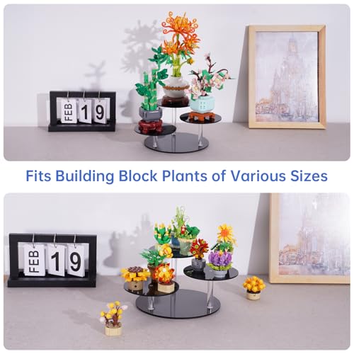 NiHome 3-Tier Acrylic Stand Risers for LEGO Botanical, Figurine Shelf Black - image 4
