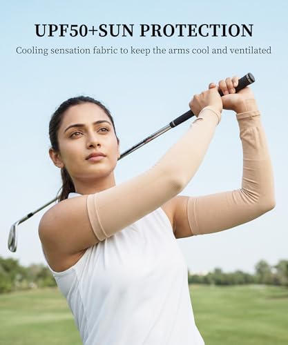 Image of Luminex Commerce Cooling Arm Sleeves for Men & Women, UV Sun Protection Hand Sleeves, Cricket, Motorcycle, Golf