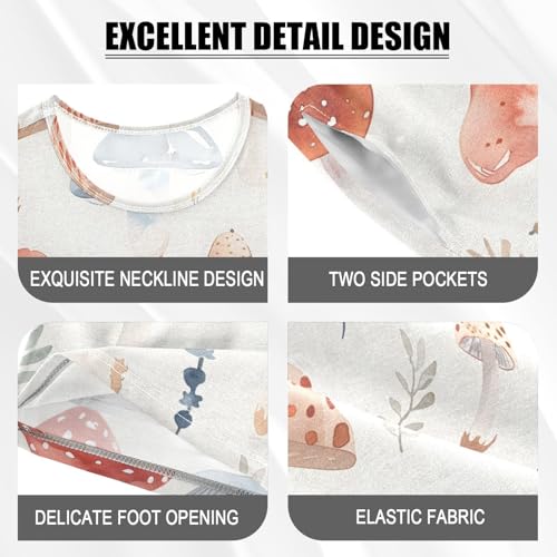 ALAZA Mushroom Flower Retro Pajamas Short Sleeve 2 Piece Sleepwear Top and Bottom Pajama Set Unisex4