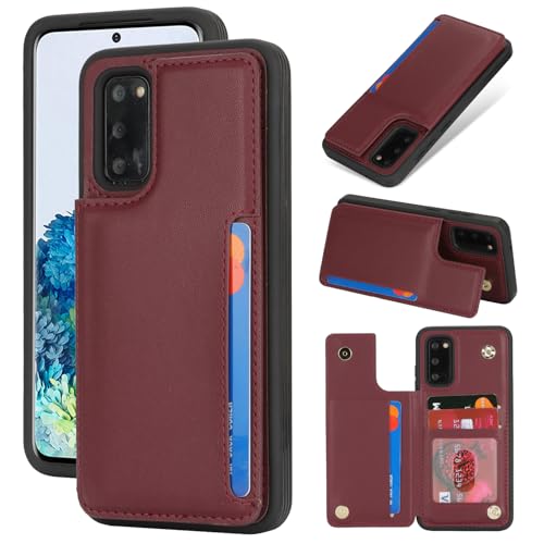 Protection Samsung S20 5G étui portefeuille porte-carte anti-RFID housse antichoc rouge vin