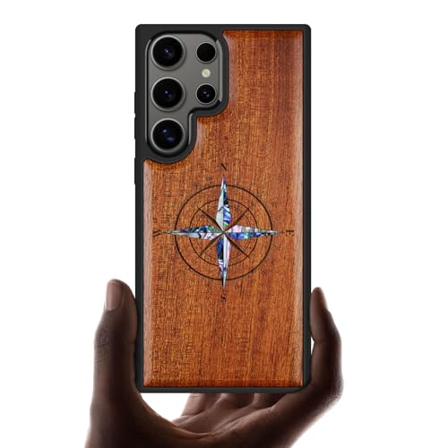 Coque Samsung S25 Ultra gravure bois boussole idée cadeau originale et élégante