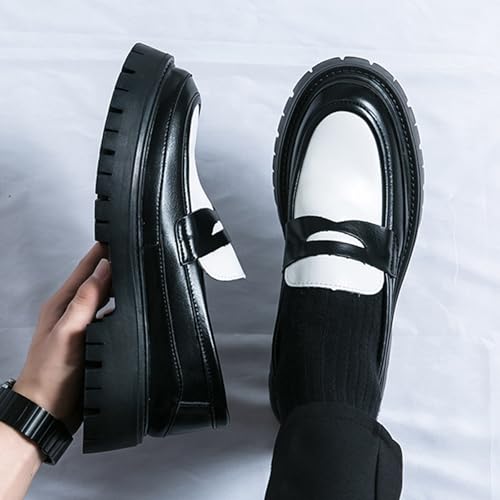 Men's Leather Lug Sole Penny Loafers Comfort Round Toe Platform Non-Slip Slip-On Business Casual Shoes Suitable for Work and Walking4