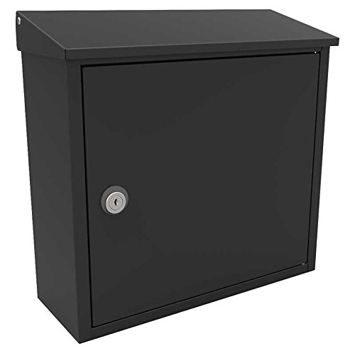 Qualarc ALX-400-BLK Allux 400 Top Loading Wall Mount Locking Mailbox in Black Post Steel, 5" Dx14 Wx14.5 H
