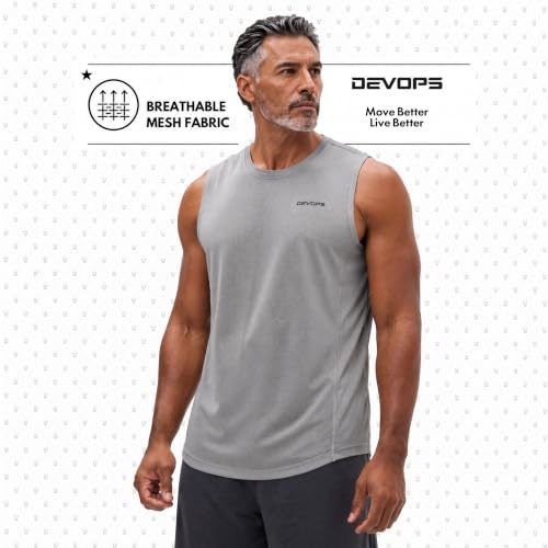 DEVOPS 3 Pack Sleeveless Men's Muscle Shirts Dry Fit Mesh Tank Top Gym