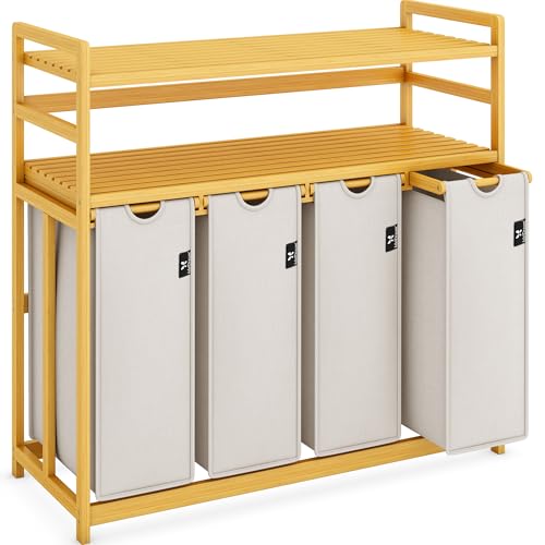AdelDream Premium Wäschekorb 200L – Wäschesortierer mit 4...