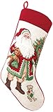 Lynn Haney Teddy Bear Santa Needlepoint Stocking, 11x18