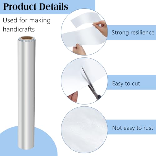 BEUNITONE Standard Aluminum Metal Crafts DIY Foil Roll 0.05 mm Thick for Art Project Crafts Foil Roll Aluminum for Crafting Art Project Painting and Embossing(11.8 inch X 32.8ft,Silver)