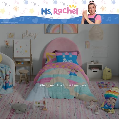 Image of Ms. Rachel Educational Adventures Kids Bedding Super Soft Microfiber Comforter and Sheet Set, 4 Piece Twin Size, (Officially Licensed Product) By Franco