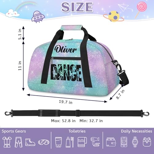 Personalized-Dance-Bag for Girl Custom-Gymnastics-Bag Sport Duffel Bag Ballet Bag Cheerleader Weekender Bags Travel Bag for Kids Dance Girl Glitter3