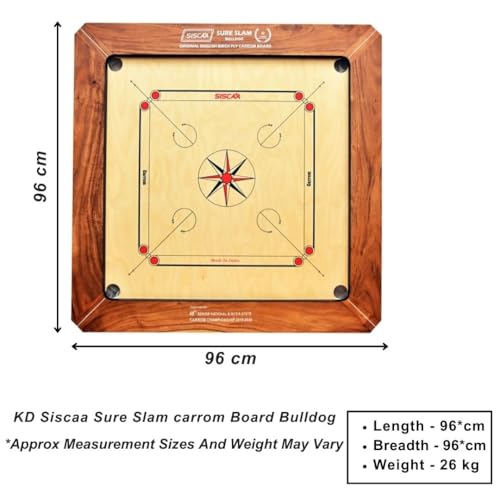 Image of KNK Carrom Board Sure SLAM Indoor Board Game Approved by Carrom Federation of India & Maharashtra Carrom Association (Bulldog, 28mm)