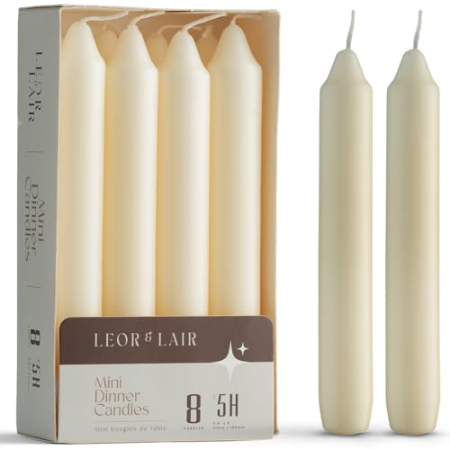 Leor & Lair Ivory Candlesticks Pack of 8 6 Inch Taper Candles