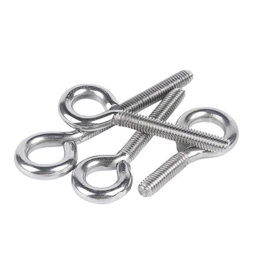 Tornillos de ojo de acero inoxidable, ganchos con anillo, 10 tornillos de ojo M5 x 12~100, acero inoxidable 304, gancho cerrado con anillo y tornillo de ojo de elevación, tornillo de cuerno de oveja