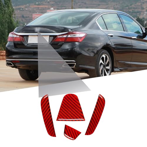 Image of Compatible with Rear Trunk Insert Cover Trim Carbon Fiber Rear Tailgate Emblem Badge Decoration Sticker for Honda Accord 2013 2014 2015 2016 2017 (4Pcs Red)