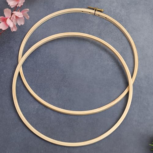 Image of EmbroideryMaterial 10 Inch Round Wooden Embroidery Hoop Ring Frame | for Hand Embroidery, Cross Stitch, Sewing, Painting, Craft & DIY Projects with Brass Screw (1 Piece)