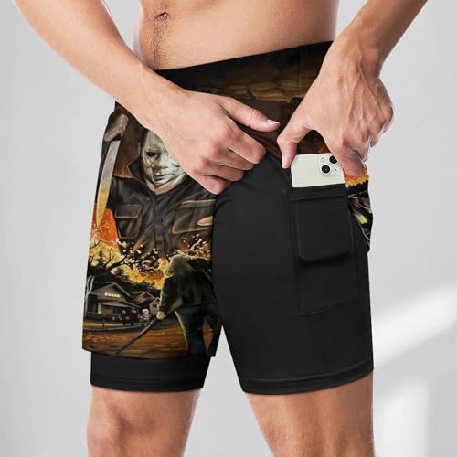 Men's Beach Trunks Pants Halloween Michael Myers Beachwear Hawaiian Bathing Mesh Suit Swimsuits Beach Shorts with Pockets2