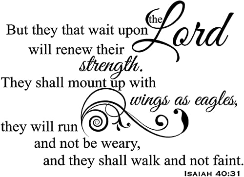 Newclew But They That Wait Upon The Lord Will Renew Their Strength. They Shall Mount up with Wings as Eagles They Will not be Weary - Isaiah 40:31 Removable Wall Sticker Décor Decal (22''W x 16''H)