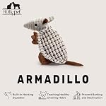 Hollypet Plush Dog Squeaky Toy Stuffed Armadillo Animal Pet Puppy Chew Toys with Clean Teeth for Small Medium Large All Breed Sizes Dogs, Gray, 8 in - Image 4